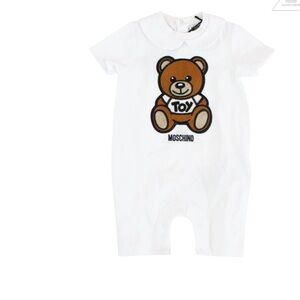 Moschino White Baby Romper with Teddy Bear Print